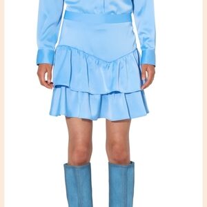 SOMETHING NEW Kim High Waist Tiered Miniskirt DELLA ROBBIA BLUE